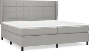 vidaXL Κρεβάτι Boxspring με Στρώμα Ανοιχτό Γκρι 200x200 εκ. Υφασμάτινο