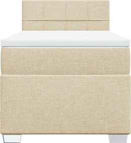 vidaXL Κρεβάτι Boxspring με Στρώμα Κρεμ 90x190 εκ.Υφασμάτινο