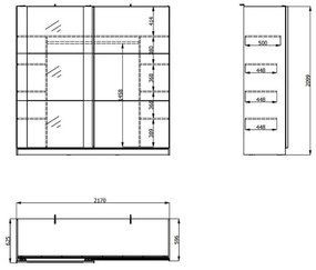 Ντουλάπα Sardinia 220 OG Artisan Oak - Μαύρο 217x62.5x210 εκ. 217x62.5x210 εκ.