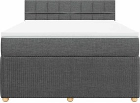 vidaXL Κρεβάτι Boxspring με Στρώμα Σκούρο Γκρι 160x200 εκ Υφασμάτινο