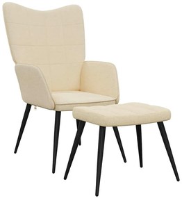 vidaXL Πολυθρόνα Relax Κρεμ Υφασμάτινη με Σκαμπό