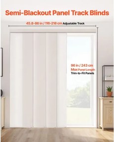 VEVOR Panel Track Blinds Extendable Track 116 to 218 cm W Trimmable Light Brown