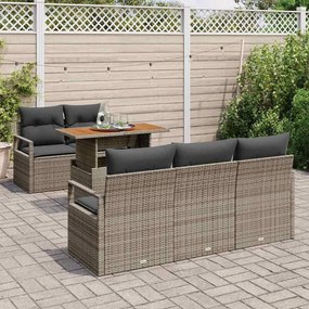 vidaXL Σετ Καναπέ Κήπου με αποθήκευση 6 pcs Γκρι Πολυ ράταν