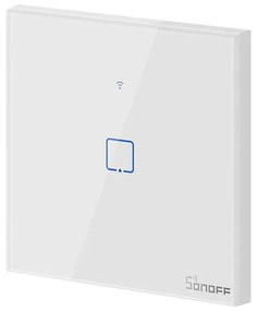 Sonoff TX T0 Χωνευτός Διακόπτης Τοίχου Wi-Fi για Έλεγχο Φωτισμού με Πλαίσιο και Ένα Πλήκτρο Αφής Φωτιζόμενος Λευκός – Google Home, Alexa