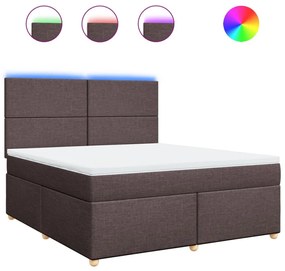 Κρεβάτι Boxspring με Στρώμα Σκούρο Καφέ 180x200 εκ Υφασμάτινο - Καφέ