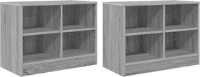 vidaXL Ντουλάπι κρεβατιού με ράφι 2 τεμ. Γκρι Sonoma 66 x 33 x 48 εκ.