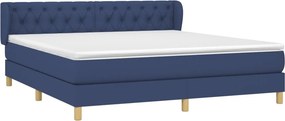 vidaXL Κρεβάτι Boxspring με Στρώμα Μπλε 160x200 εκ. Υφασμάτινο