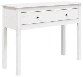 Τραπέζι Κονσόλα Λευκό 100 x 35 x 75 εκ. από Μασίφ Ξύλο Πεύκου - Λευκό