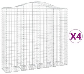 vidaXL Συρματοκιβώτια Τοξωτά 4 τεμ. 200x50x180/200 εκ. Γαλβαν. Ατσάλι