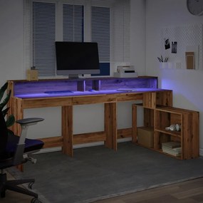 vidaXL Γραφείο με LED Αρτισιανή Δρυς 200x104x91 εκ. Επεξεργασμένο Ξύλο