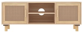 vidaXL Έπιπλο Τηλεόρασης Καφέ 105x30x40 εκ Μασίφ Πεύκο &amp; Φυσικό Ρατάν
