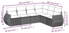 vidaXL Σετ Καναπέ Κήπου 6 τεμ. Μπεζ Συνθετικό Ρατάν με Μαξιλάρια