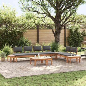 vidaXL Σετ Παγκάκι Κήπου 5 pcs Καφέ, Γκρί Πολυ rattan, βαμμένο ατσάλι