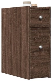 Ντουλάπι Μπάνιου Στενό με Ροδάκια Καφέ Δρυς Επεξ. Ξύλο