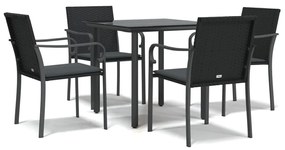 vidaXL Σετ Τραπεζαρίας Κήπου 5 τεμ. Συνθ. Ρατάν / Ατσάλι με Μαξιλάρια