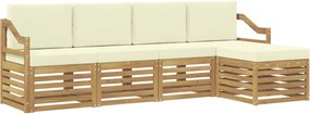 vidaXL Σειρά Καναπέ Εξωτερικού 5 pcs Λευκό και Κρεμ