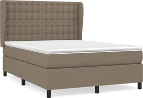 vidaXL Κρεβάτι Boxspring με Στρώμα Taupe 140x190 εκ. Υφασμάτινο