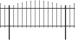 vidaXL Κάγκελα Περίφραξης με Λόγχες Μαύρα (0,5-0,75)x13,6 μ. Ατσάλινα