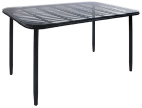Τραπέζι Κήπου ArteLibre ANNIUS Μαύρο Μέταλλο/Rattan/Γυαλί 120x70x78cm-14510037