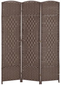HOMCOM Διαχωριστικό χώρου, 3 πτυσσόμενο διαχωριστικό, σχέδιο πλέξης, ξύλο πεύκου, καφέ