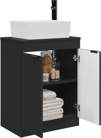 vidaXL Ντουλάπα Νιπτήρα Mπάνιου Μαύρο 54 x 35 x 100 cm