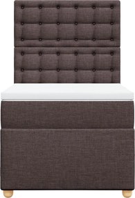 vidaXL Κρεβάτι Boxspring με Στρώμα Σκούρο Καφέ 90x200 εκ. Υφασμάτινο