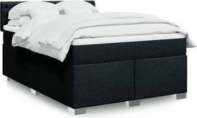 vidaXL Κρεβάτι Boxspring με Στρώμα Μαύρο 140x190 εκ. Υφασμάτινο