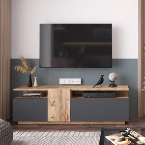 Έπιπλο τηλεόρασης Elana pakoworld sonoma-ανθρακί 150x29.5x46.3εκ (1 τεμάχια)