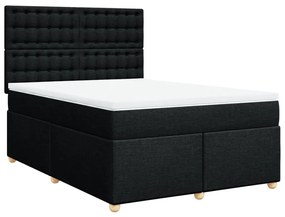 Κρεβάτι Boxspring με Στρώμα Μαύρο 140x190 εκ. Υφασμάτινο - Μαύρο