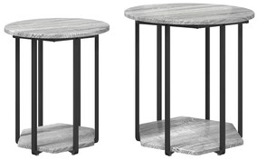 vidaXL Σετ βοηθητικά τραπεζάκια με ράφι 2 pcs Γκρι σονόμα και Μαύρο