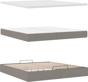 vidaXL Οθωμανικό κρεβάτι με στρώμα Taupe 200x200 cm Ύφασμα