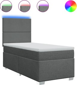 vidaXL Κρεβάτι Boxspring με Στρώμα Σκούρο Γκρι 90x190 εκ. Υφασμάτινο