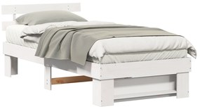 vidaXL Σκελετός Κρεβατιού Λευκό 75 x 190 cm Μασίφ ξύλο πεύκου