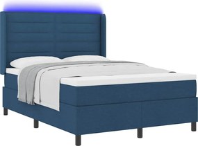 vidaXL LED Κρεβάτι με βάθρο με στρώμα Μπλε 160 x 200 cm ύφασμα