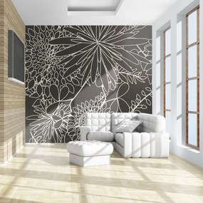 Φωτοταπετσαρία - Black and white floral background  350x270