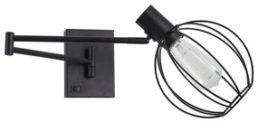 SE21-BL-52-GR2 ADEPT WALL LAMP Black Wall Lamp with Switcher and Black Metal Grid+