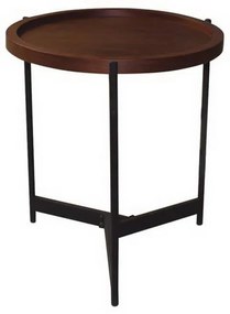 Τραπεζάκι Σαλονιού Toss ΕΜ9609,1 D.50 H.54cm Black-Walnut Mdf,Μέταλλο