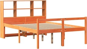 vidaXL Κρεβάτι Βιβλιοθήκη Χωρίς Στρώμα Καφέ 150x200 εκ Μασίφ Πεύκο