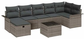 vidaXL Σετ Καναπέ Κήπου με μαξιλάρι 8 pcs Γκρι Πολυ ράταν