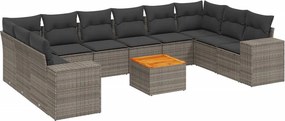 vidaXL Patio Sofa Set 10-θέσια Grey and Dark Grey