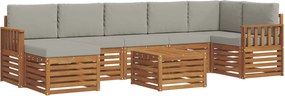 vidaXL Σειρά Καναπέ Εξωτερικού 8 pcs Φυσικό και Ανοιχτό Γκρι