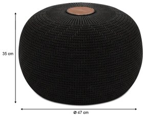 Σκαμπό - Πουφ Knit Megapap πλεκτό χρώμα μαύρο Φ47x35εκ.