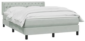 Κρεβάτι Boxspring με Στρώμα Ανοιχτό Γκρι 160x210 εκ. Βελούδινο - Γκρι