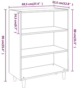 vidaXL Ντουλάπι Sonoma Δρυς 69,5x32,5x90 εκ. από Επεξεργασμένο Ξύλο
