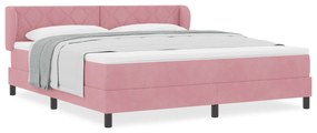 vidaXL Κρεβάτι Box Spring με Στρώμα Ροζ 180x200 cm Βελούδο