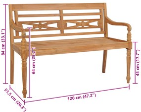 vidaXL Παγκάκι Batavia 120 εκ. από Ξύλο Teak