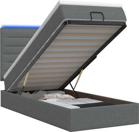 vidaXL Κρεβάτι Ottoman με Στρώμα και LED Σκούρο Γκρι 80 x 200 cm