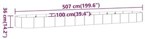 Ζαρντινιέρα Γκρι 507x100x36 εκ. Ατσάλι με Ηλεκτρ. Βαφή Πούδρας - Γκρι