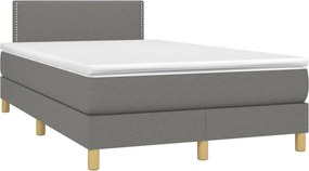 vidaXL Κρεβάτι Boxspring με Στρώμα &amp; LED Σκ.Γκρι 120x200 εκ Υφασμάτινο