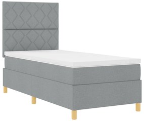 vidaXL Box Spring Bed with Mattress Light Grey 100x200 εκ. Ύφασμα